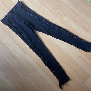 sexy lace-up black leggings from topshop NEW
